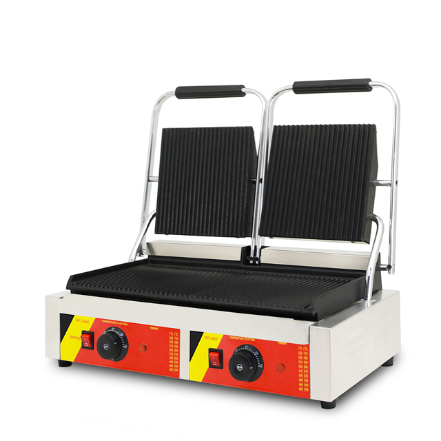 Grooved Sandwich Panini Press Grill Maker Machine
