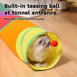 Túnel de Juego para Gatos Plegable, Ecológico, con Diseño de Arcoíris de Dibujos Animados, en Forma de S/recta/Y, Interactivo, para Interiores - Product Image 2