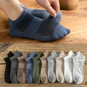 2023 Cotton Low Cut Socks Solid Mesh Breathable Stocking Supplier Ankle Invisible Boats Socks Men Cotton Short Socks