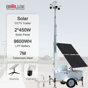 Remolque de Vigilancia CCTV Móvil BIGLUX con Energía Solar, Mástil Telescópico, 3 Días de Autonomía, Visión 24/7 para Obras de Construcción - Product Image 1