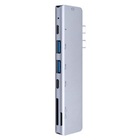 Hub Type-C 7 en 1, double USB 3.0, station d'accueil, sortie 4K HD, lecteur de carte SD/TF, USB C pour adaptateur de moniteur TV, alliage d'aluminium, en stock