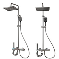 Ensemble de douche moderne intelligent mural pour salle de bain à 4 touches de piano Mélangeur chaud et froid Robinet de bain douche avec système d'affichage numérique à LED