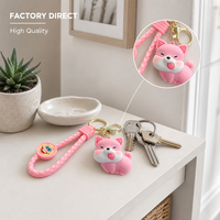 Groothandel Schattige Zachte PVC Honden Charm Sleutelhanger Bulk Tas Aanhangsel Party Favoren Aangepaste Logo Cadeau voor Kinderen Speelgoed Sleutelhanger