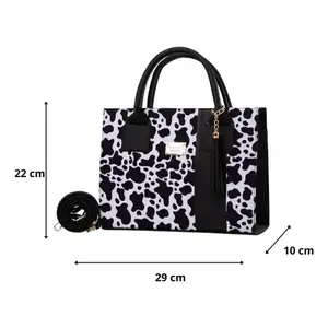 Bolso Tote de Cuero con Estampado de Vaca para Mujer, Marca Fana Kady, Forma Cuadrada, Dos Asas, Bolso de Mano Casual de Lujo con Decoración de Borlas - Product Image 4