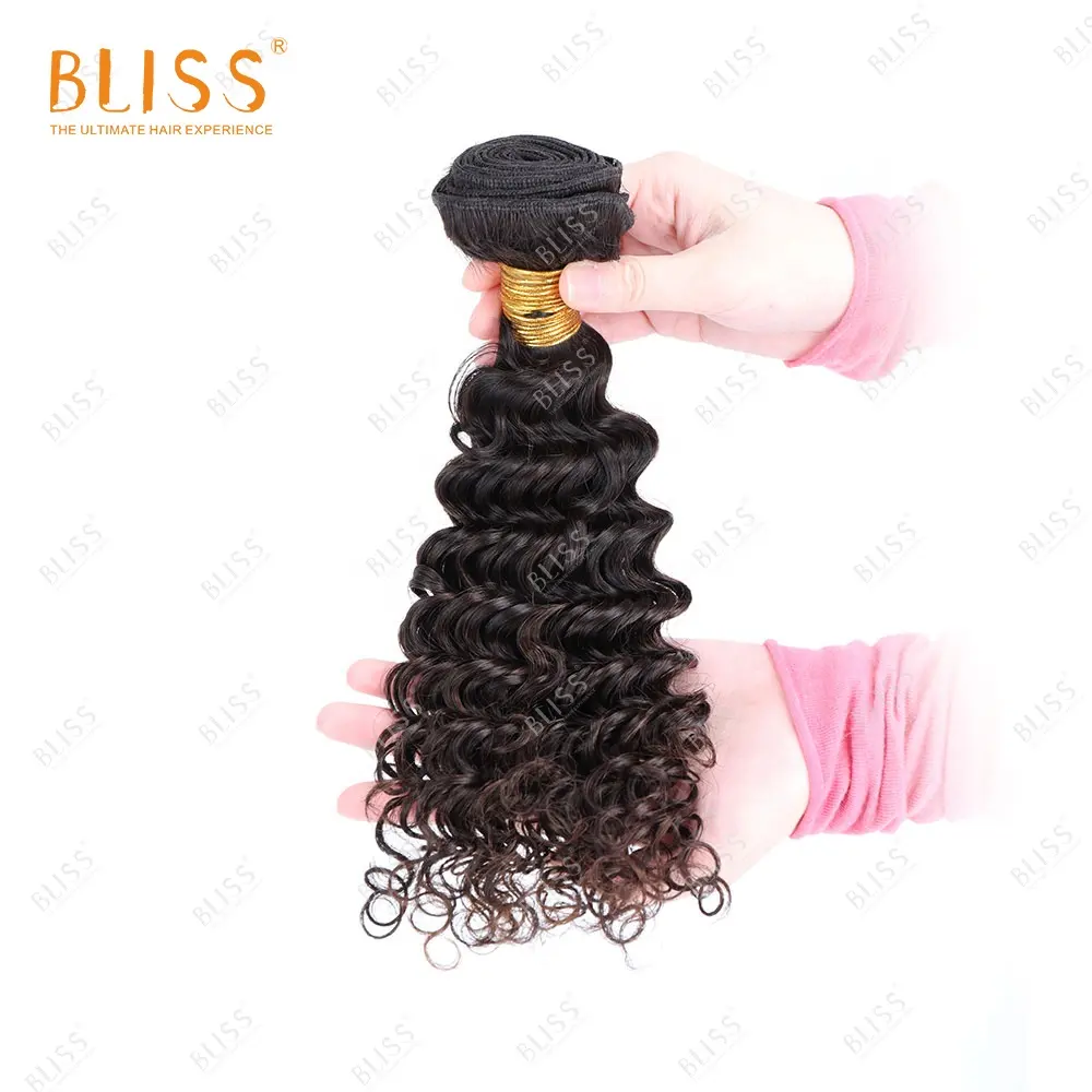 Bliss Wholesale Natural Color Unprocessed Malaysian Virgin New Deep Wave Remy 100% Human Hair 100g/pcs Bundle for Black Women