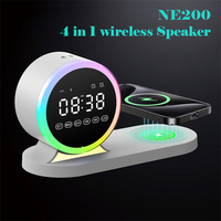 4-in-1 multifunctionele wekker draadloze oplader Bluetooth white noise speaker met kleurrijk nachtlampje