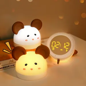 크리 에이 티브 만화 알람 시계 led 책상 램프, 침대 옆 음소거 카운트 다운 전자 시계 작은 밤 빛