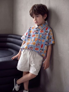 Ensemble deux pièces d'été pour garçons avec imprimé de dessins animés pour les tout-petits et les jeunes enfants - Chemise à manches courtes et short décontracté en polyester/coton - Product Image 6
