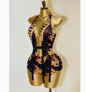 Oferta de Primavera/Verano 2026: Romper Deportivo para Mujer, con Tirantes Finos, Cuello en V, Malla, Estampado, Largo hasta la Rodilla, de Secado Rápido - Product Image 3
