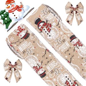 LINGKAI Poinsettia Truck Candy Cane Print Burlap <b>Wired</b> Christmas <b>Ribbon</b> <b>Ribbon</b> for Bow Wreath Gift Wrap Supplier - Product Image 4