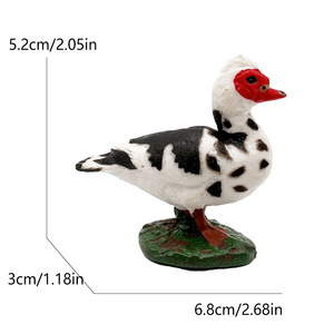 Modèles d'animaux de ferme simulés en PVC pour l'exportation, Série Canards : Canards femelles à tête verte, blancs et jaunes, couleur sable d'automne - Product Image 4