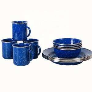 Ensemble d'ustensiles de cuisine et d'assiettes de camping, en émail bleu pur, offre spéciale, - Product Image 3