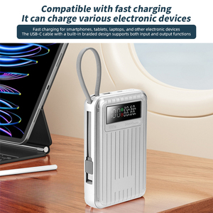 Banco de Energía Portátil de Alta Capacidad de 20000 mAh y 100 W con Carga Rápida para Laptop, Cable Tipo C Integrado y Pantalla Digital - Product Image 3