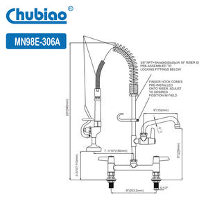 Grifo Mezclador de Agua Fría y Caliente de 8 Pulgadas para Montaje en Cubierta, Económico, Comercial, Mini Grifo de Prelavado para Lavavajillas de Cocina - Product Image 2