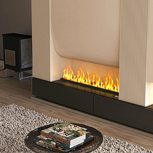 Cheminée électrique avec effet <span class=keywords><strong>de</strong></span> flamme LED, <span class=keywords><strong>insert</strong></span> 100x21x20cm, acier et verre trempé, design moderne et luxueux, utilisation intérieure - Product Image 2
