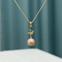 Collier pendentif en argent sterling 925 plaqué or, collier ras du cou en perle d'eau douce rose champagne naturelle, cadeau de bijoux pour femmes