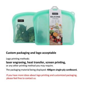 Eco Friendly Reusable Stand Pouch Fridge Freezer Fresh LFGB Zip Lock Platinum Silicone Food <b>Bags</b> 1200ml Capacity <b>Foldable</b> Set - Product Image 4