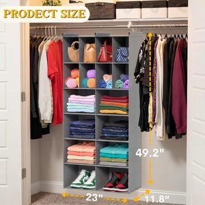 Organizador de Armario Colgante con 16 Compartimentos, 33x15x85cm, Tela No Tejida, Almacenamiento de Ropa, para Dormitorio - Product Image 3