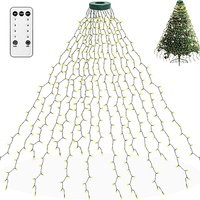 Guirlande lumineuse LED en cascade pour sapin de Noël, éclairage en forme d'anneau pour le sommet du sapin, lumières féériques décoratives pour cour de vacances, télécommande
