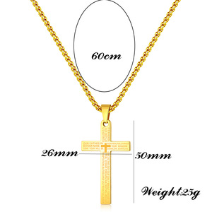 Collar con colgante de cruz de acero inoxidable de 50 mm tricolor para hombre, uso diario, regalo - Product Image 5