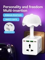 Prise de courant multiprise avec 3 prises, matériau ABS, prise universelle (US/UK/EU/SA), lumière nocturne, ports USB A et C, prise murale