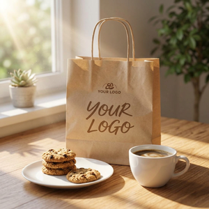 Classic Kraft <b>Paper</b> Bag Hot Stamping Custom Logo <b>Biodegradable</b> <b>Paper</b> Bag With Twisted Handles For Bakery Cookies Packaging - Product Image 1
