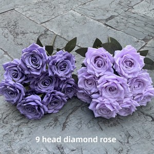 <span class=keywords><strong>Bouquet</strong></span> en Gros <span class=keywords><strong>de</strong></span> Fleurs Artificielles en Soie, 9 Roses Diamant pour Mariage et Décoration Intérieure - Product Image 2