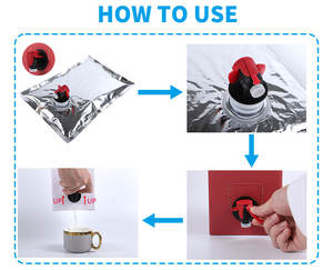 Sachet en <span class=keywords><strong>aluminium</strong></span> aseptique de 2 à <span class=keywords><strong>5</strong></span> litres pour distributeur de jus et de vin, sachet debout avec bec verseur - Product Image 6