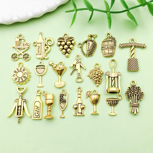 Antique Gold Alloy Wine Series Pendant For DIY Jewelry Accessories Zinc Alloy Plated Findings - Product Image 1