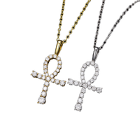 Collier en argent pur S925 en gros d'usine, collier pendentif croix de sécurité rétro en moissanite