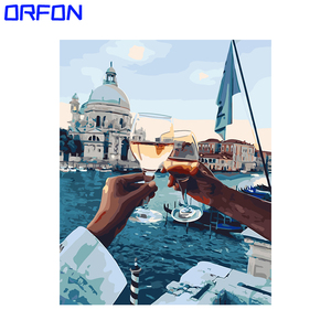 Orfon LY1549 pintura por números para adultos paisaje moderno copa de vino digital DIY color pintura al óleo kits sobre lienzo sin marco - Product Image 1
