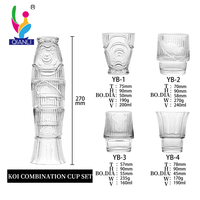 4 buah kombinasi kaca ikan Koi gratis sampel cangkir air Set kaca desain asli cangkir tumpuk untuk suplai produsen teh