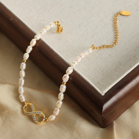 Bracelet de perles d'eau douce pour femme, best-seller, avec pendentif symbole infini incrusté de zircon