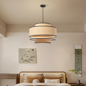 <span class=keywords><strong>Lampadario</strong></span> a Tamburo Moderno Stile Fattoria <span class=keywords><strong>con</strong></span> Paralume in Lino Bianco, Lampade a Sospensione per Isola Cucina, Ingresso, Camera da Letto - Product Image 3