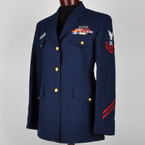 Ensemble veste et pantalon bleu marine classique avec patchs brodés, uniforme personnalisé pour <span class=keywords><strong>homme</strong></span>, <span class=keywords><strong>officier</strong></span>, agent de sécurité - Product Image 4