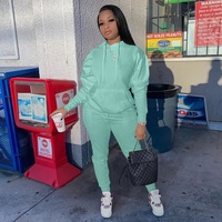 Sweat à capuche en coton biologique et polyester pour femmes, logo personnalisé, ensemble de survêtements de base, pull, survêtement d'hiver