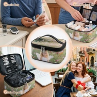 Sac de rangement pour maquillage multifonctionnel en cuir PU à double couche avec impression photo personnalisée, grande capacité, étui de rangement cosmétique de voyage