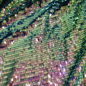High Quality Spandex <strong>Polyester</strong> 3d Magic Embroidery African Dress Cloth 9mm Long Rainbow <strong>Rectangular</strong> Sequin Mesh Lace Fabric - Product Image 3