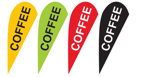 2025 Mới Duy Nhất In Ấn Hai Mặt 2M 7ft 3M 10ft <span class=keywords><strong>4M</strong></span> C12ft Mở Bán Cafe Cà Phê Thực Phẩm Tùy Chỉnh Lông Lưỡi Giọt Giọt Bãi Biển Cờ - Product Image 2