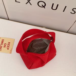 Bolsos de Mano Pequeños de Pana Personalizados al por Mayor para Mujer, Lindos Bolsos de Tela con Cremallera y Correa para el Hombro - Product Image 5