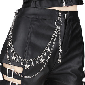 Cadena de cintura de metal con doble capa de estrellas, aleación de zinc, estilo hip hop punk, accesorio de moda informal para hombres y mujeres - Product Image 1