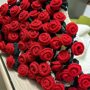 Wholesale Hand Woven Yarn DIY Rose Lily <b>Blanket</b> Jasmine Flower Bouquet Crochet Hook Gift Material Package - Product Image 6