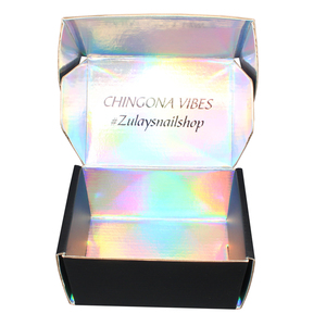Mua Nhãn Hiệu Riêng Đen Holographic Emblage En Hộp Carton Bao Bì Tóc Giả Gử<span class=keywords><strong>i</strong></span> Thư Đen Bưu Chính Vận Chuyển Hộp - Product Image 4
