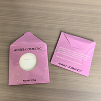 Caja de cartón con ventana redonda y tarjeta insertable, reciclable, con revestimiento brillante, para maquillaje, colorete, polvos y cosméticos, tipo sobre.