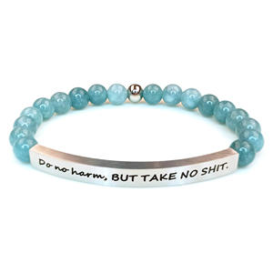 Pulsera Clásica de Acero Inoxidable Plateado con Cuentas de 6mm, Bolas de Acero, Polvo de Obsidiana y Calcedonia en Tubo Curvado, Regalo de Aniversario - Product Image 2