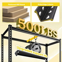Étagères de rangement à 5 niveaux en métal noir 40 po L x 16 po P x 72 po H, unités de rayonnage métalliques, rayonnages d'entrepôt sans boulons