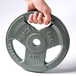 Tùy Chỉnh Phòng Tập Thể Dục 5Kg Ba/3 Tri Grips Cao Su Tráng Trọng Lượng Tấm 50-25Mm Tiêu Chuẩn Barbell Trọng Lượng Tấm Bộ Bán Buôn