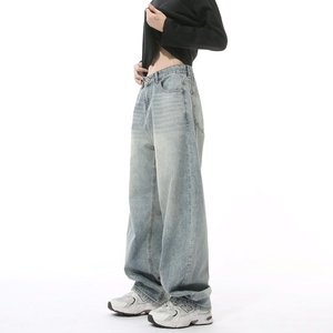 <span class=keywords><strong>Jeans</strong></span> Larghi da <span class=keywords><strong>Uomo</strong></span> Vintage in Denim Lavato Effetto Usurato a Vita Media Vestibilità Ampia Casual Multicolore - Product Image 4