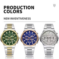 Jam Tangan Quartz Multifungsi Mewah Terbaru Tahan Air Kalender Bercahaya Kronograf Tali Baja Tahan Karat