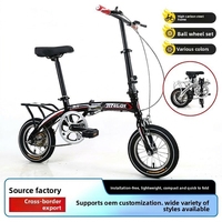 Vélo pliant à une vitesse avec cadre en acier au carbone de 12 pouces pour adultes, hommes, livreurs, enfants, vélo de banlieue pliable et portable